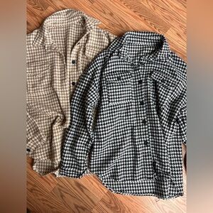 Womens houndstooth oversized Button-Up Shirts BUNDLE